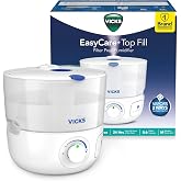 Vicks EasyCare Plus Top Fill Filter-Free Cool Mist Humidifier, White | Humidifier for Small to Medium Room, up to 24 hours runtime, Works with Vicks VapoPads and VapoSteam