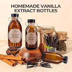 8oz Amber Glass Bottle with Lids, 3 Pack Brown