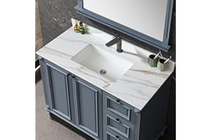 RUNBOLL 43 Inch Bathroom Vanity Top with Undermount Rectangular Sink, 4" Backsplash, Pre-Drilled Faucet Single Holes, 43"x22" Vanity Sink Tops for Bathroom Vanity Replacement (Cabinet Not Included)