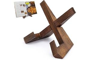 AquaLume Cookbook Holder, Book Display Stand - Versatile Wooden Holder for Kitchen Counter, Perfect as Kitchen Decor for Reci