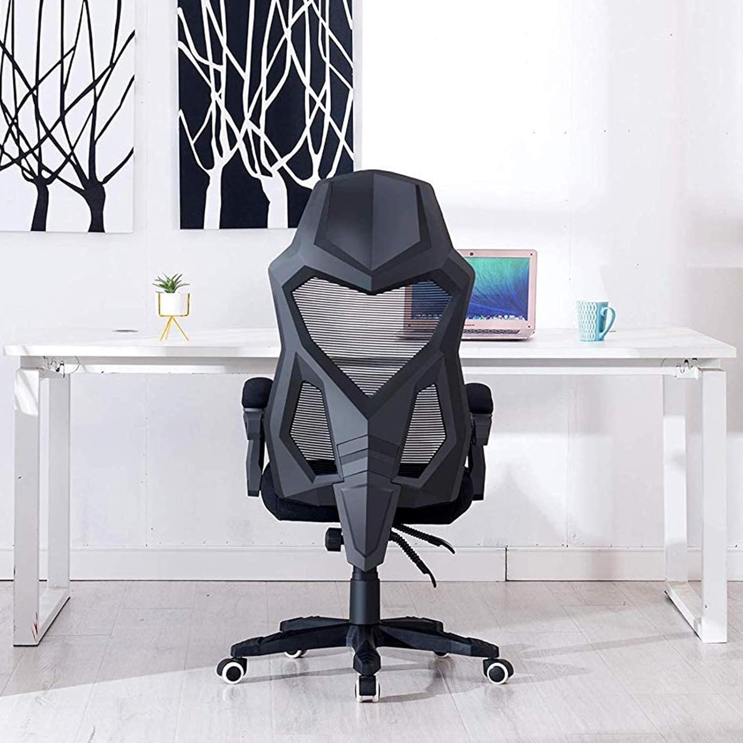 HOMEFUN Ergonomic Office Chair, High Back Executive Desk Chair with Footrest Adjustable Comfortable Task Chair with Armrests and Lumbar Support Black: Kitchen & Dining