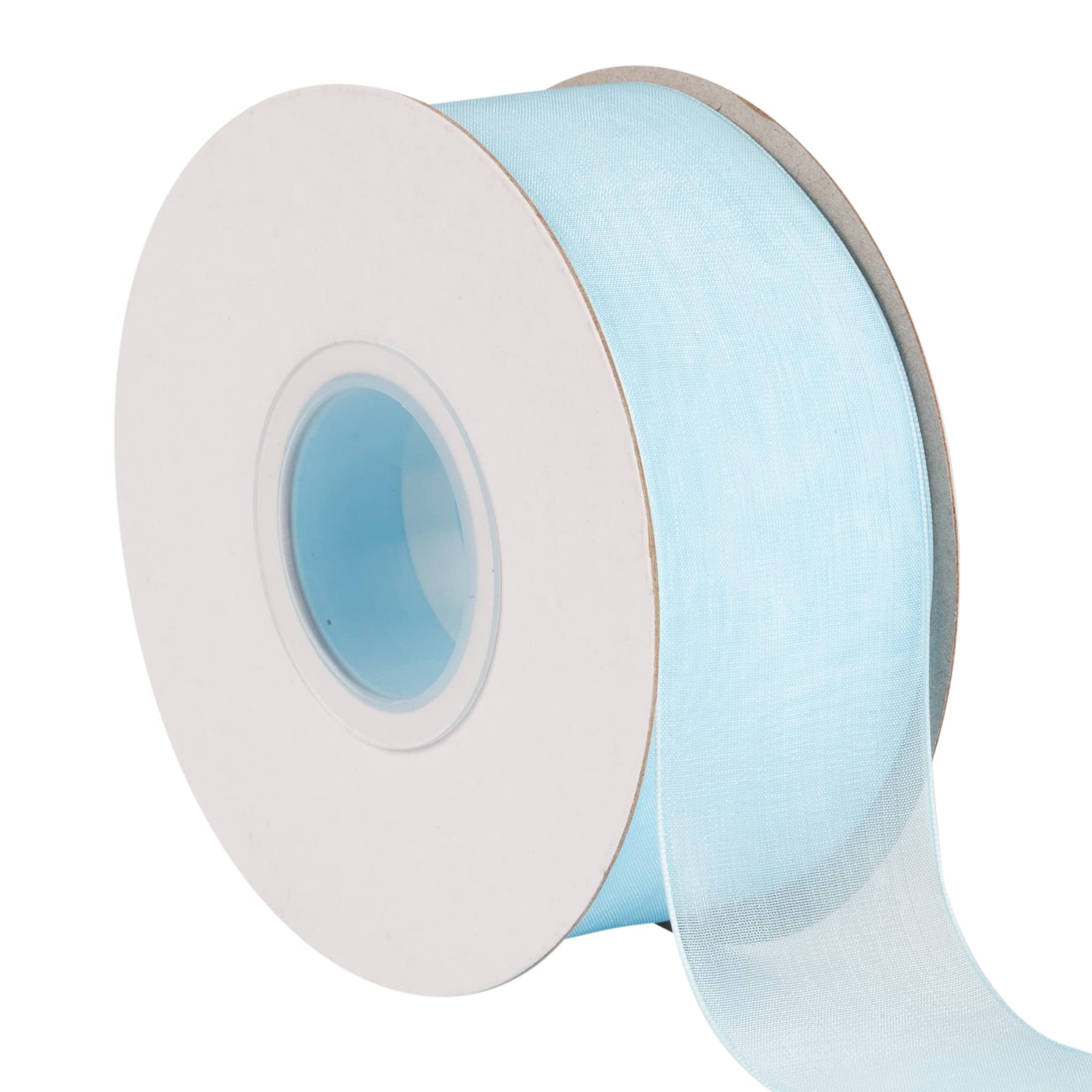 TEKDEERE 38mm Sheer Organza Ribbon,Blue Mist Shimmer Chiffon Ribbon for DIY Crafts Wedding Party Decorations, Gift Wrapping Bridal Bouquets (45M)
