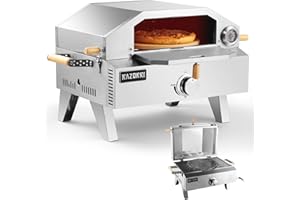 Razorri Outdoor Propane Pizza Oven with 13" Stone and Thermometer, 2-in-1 Gas Pizza Maker and BBQ Grill for Camping, Patios, and Outdoor Cooking