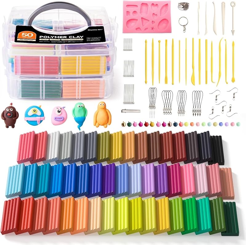 Shuttle Art Polymer Clay Kit 50 Colours 19 Tools 10 Accessories Non-Toxic