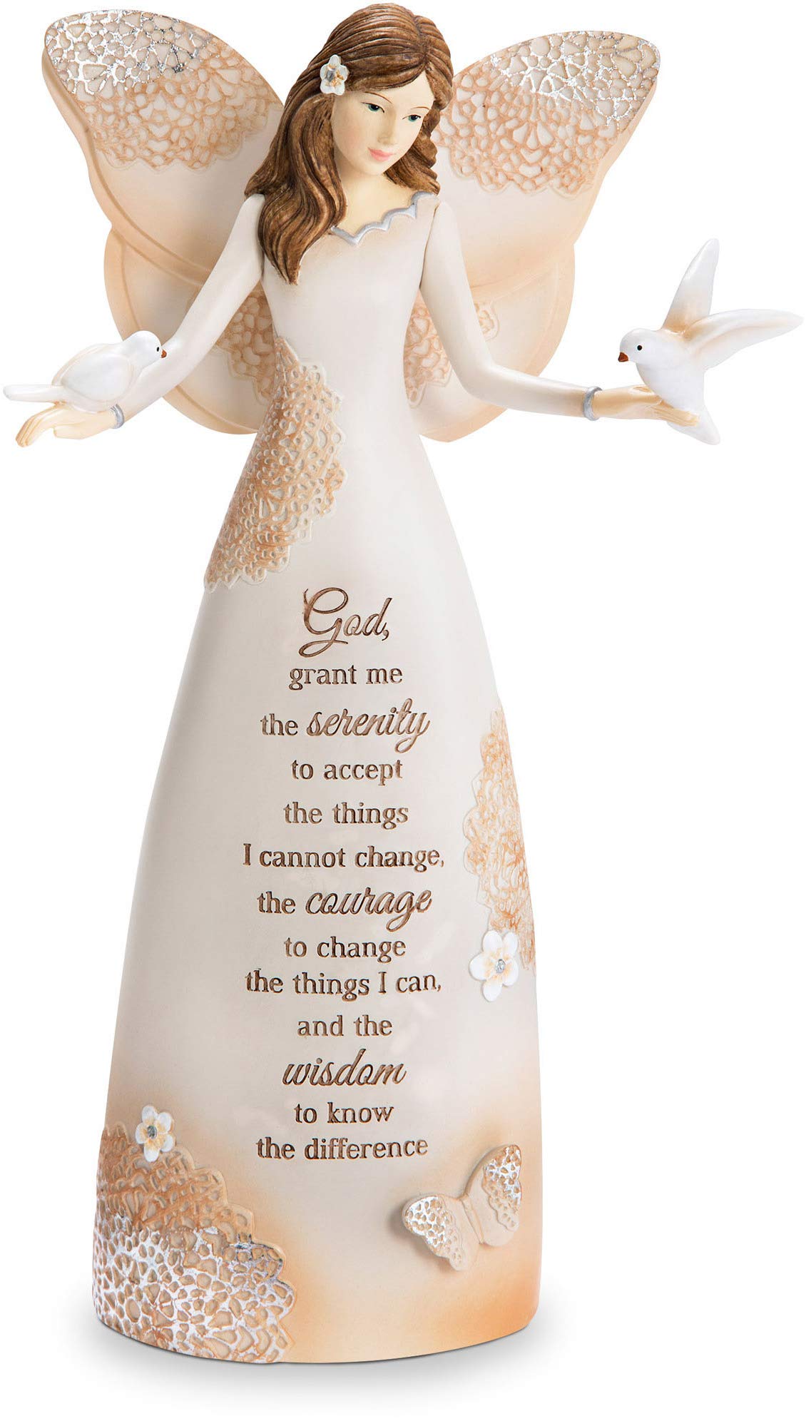 Pavilion Gift Company 19105 Serenity Angel Figurine, 9", Silver,white