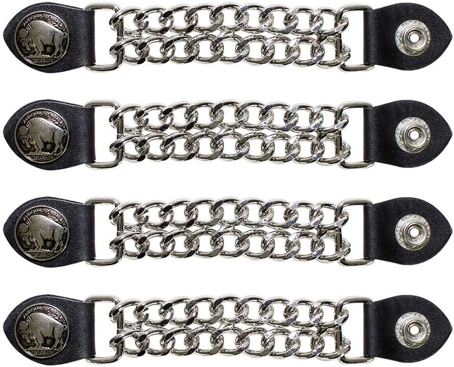 Motorcycle Leather Vest Extender with Chrome Chain for Men