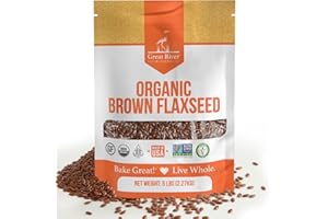 Great River Milling Organic Whole Grain Brown Flaxseed | High-Fiber, Omega-3 Rich Superfood | Gluten Free, Non-GMO, Kosher, USDA Organic | Ideal for Baking, Smoothies & Home Milling | 5 Lb