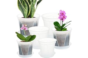 IWNTWY Plant Pots 7/6/4.7 Inch Set of 6, Clear Plastic Nursery Pots with Drainage Holes and Saucers, Seedling Pots Seed Starter Pots Planter Pots for Indoor Outdoor Plants (Variety Size, Clear)