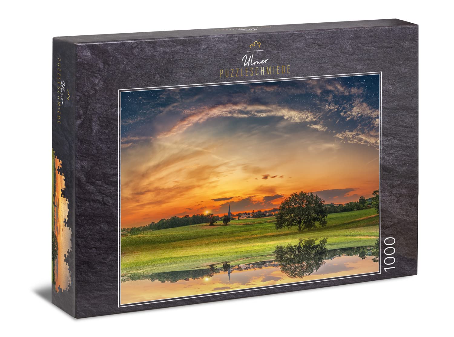 Ulmer Puzzleschmiede - Classic 1000 Piece Puzzle with Home Motif - Country Life with Sunrise in an Unknown Place in Bavaria - Premium Puzzle Quality Made in Germany