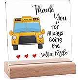 Thank You Gifts for School Bus Driver Acrylic Sign With Wooden Stand Bus Driver Appreciation Gifts for Women Men End of The School Year Graduation Christmas Birthday Gift Desk Decor for Office