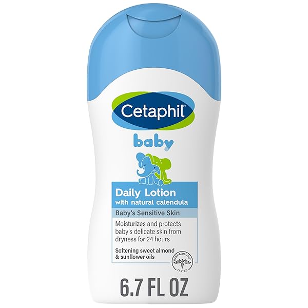 CETAPHIL BABY DAILY LOTION WITH ORGANIC CALENDULA, HYPOALLERGENIC, SWEET ALMOND & SUNFLOWER OILS,6.7 FL. OZ (PACKAGING MAY VARY)