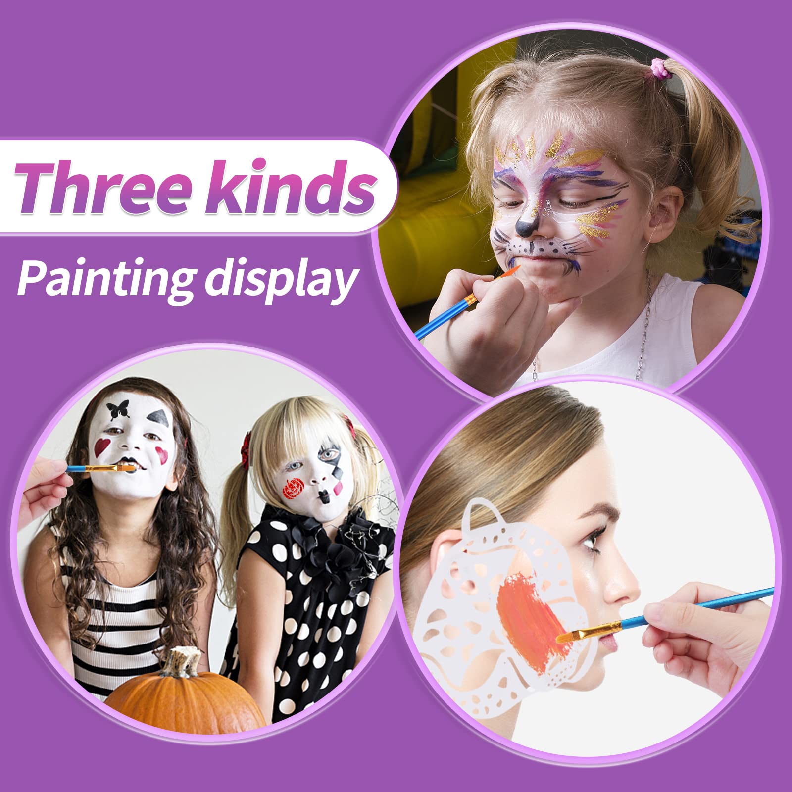 VESPRO Professional Face Body Paint Kit,42 Colors Oil Face&Body Paint Kit (26 Classic Colors+10 Metal Colors +6 UV Glow Colors) with 10 Size Brushes 4PCS Reusable Large Face Stencils and 4PCS Small Paint Stencils for Kids’ and Adults’ Halloween Makeup