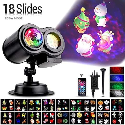 KDBWYC Sock Proyector de Halloween Luz LED 18 Diapositivas Luz de ...