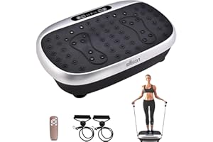 EILISON Atom Vibration Plate Exercise Machine - Full Body Vibration Plate for Lympathic Drainage with Acupressure - Home Fitness with Loop Bands for Weight Loss, 300lbs Capacity