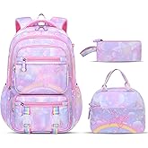 YTAIK Backpack for Kids - Schoolbag for Girls Kids Teen Women Travel Daypacks - Middle School Cute Backpack with Lunch Box (PURPLE-3IN1)