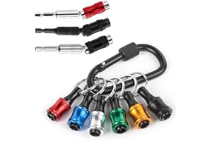 VALKYNOS 3pcs Pivoting Bit Holder Magnetic Screw Holder Extender, 6pcs Bit Holder 1/4 Socket, Hex Shank Screwdriver Bit Holder for Impact Driver Drill Bit Keychain Extension Bar Quick Release