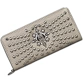 HIZEFSOO Skull Wallets for Women, Large Capacity Womens Clutch Wallet Purse Punk Studs Gothic Skull Chain Women Wallet Long Purse Credit Card Clutch for Women Handbag Skull (Gold)