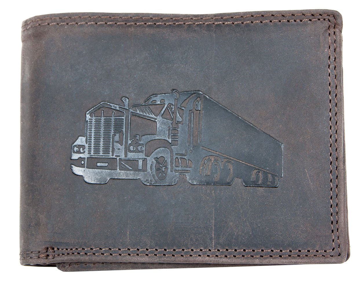 Wild Wild Genuine Leather Heavy Duty Wallet with Truck, Brown, One Size, Classic, Brown, Taille Unique, Classic