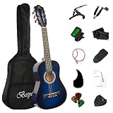 BESYOU 30in Beginner Acoustic Guitar Basic Starter Kit Tuner Bag Capo Strings Winders Strap Picks Student/Kids Guitar Pickguard with Gig Bag Blue