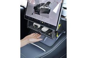 TADPOLE JUMP Under Screen Storage Organizer for Tesla Model Y Model 3 Accessories(include Juniper & Highland), Rattle-Free Push Latch Mechanism Perfect Fit, Tissue Dispenser, Hidden for Personal Valuables