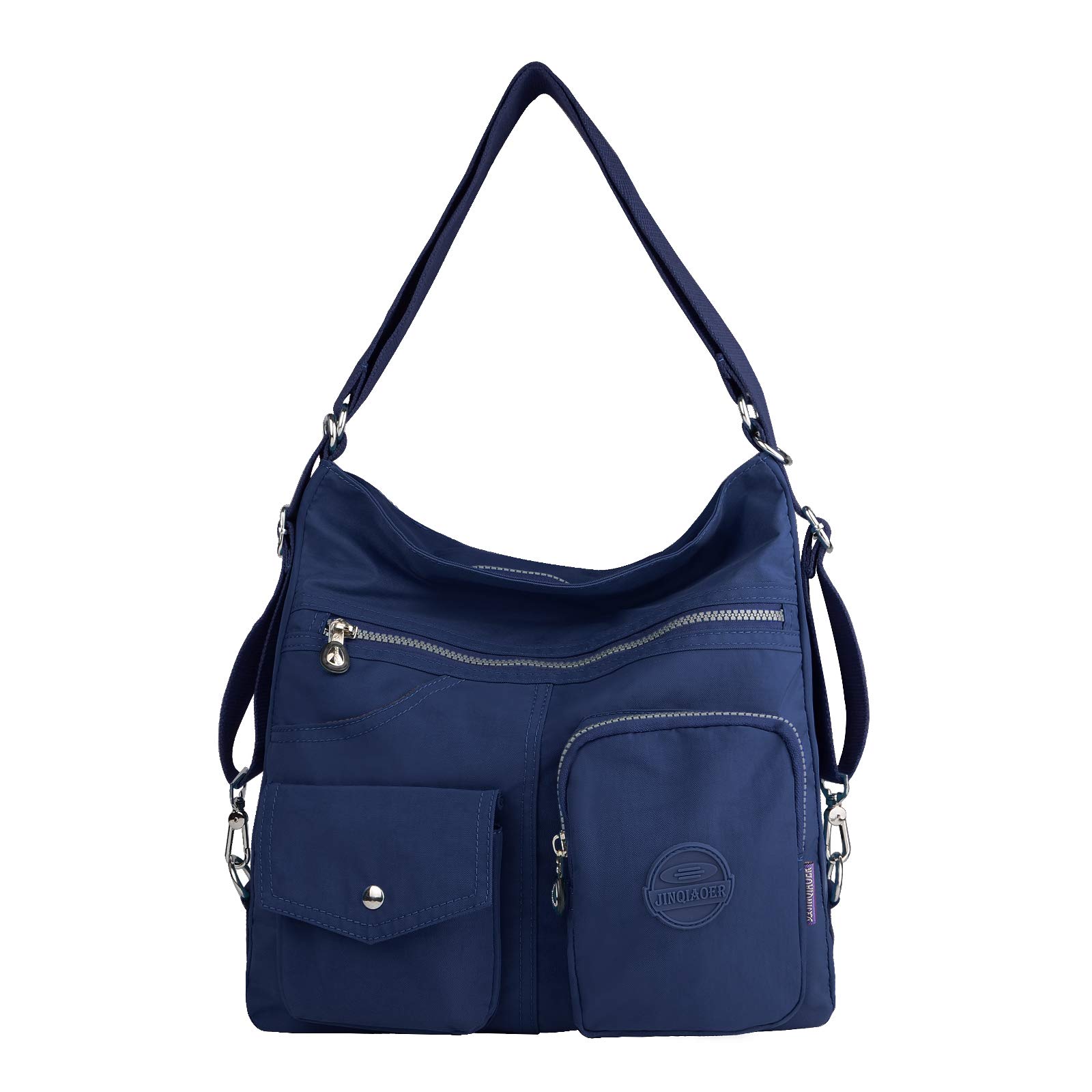 NOTAG Women Nylon Crossbody Bag, Waterproof Multi-Pocket Shoulder Bag 3 Ways Carrying Large Capacity Handbag (Darkblue)