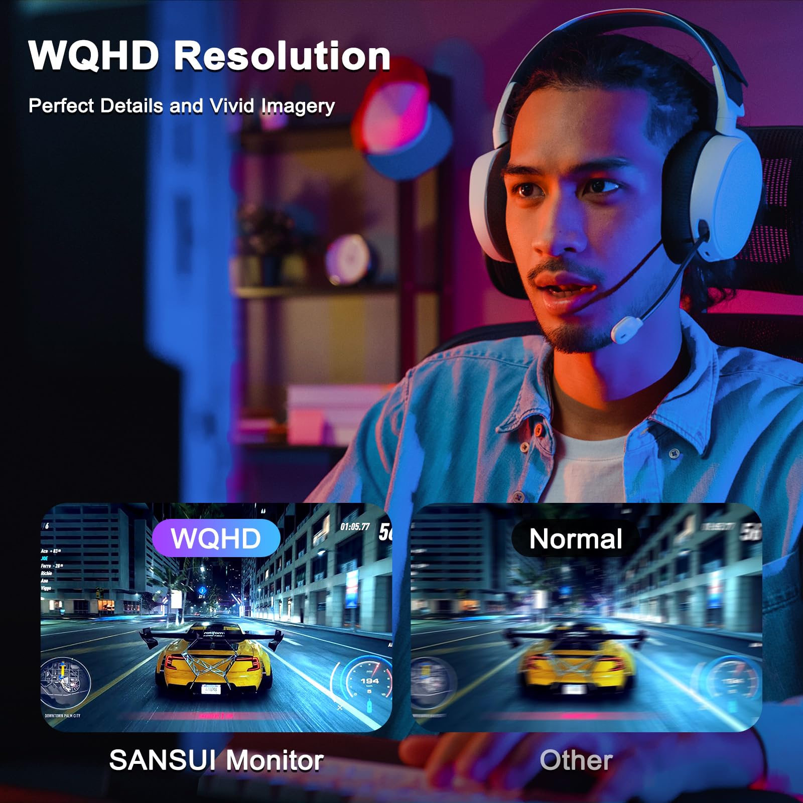 SANSUI 27 Inch WQHD 2560 x 1440 IPS Gaming Monitor, 200Hz 180Hz 1ms Computer Monitor, DP 1.2 x2 | HDMI 2.0 x2 | VESA Mount, 120% sRGB HDR Eye Care Metal Stand (DP Cable Included)