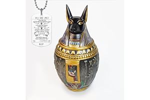 1st Heaven Pet Urn for Dogs and Cats Ashes - Medium to Large Decorative Cremation Urns for Pet Memorial - Egyptian Handcrafted Artifact for Home Decor (Anubis, Large)