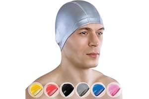 AQTIVAQUA Spandex Swim Cap with Protective Layer // Comfortable Swimming Cap for Women Men Adult and Kids