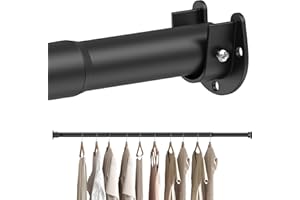 Curtain Rod,17-63in Adjustable Closet Rods For Hanging,Heavy Duty Stainless Steel Metal Closet Rods For Laundry, Wardrobe, RV
