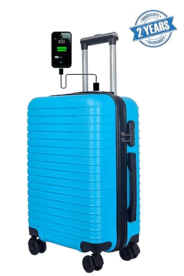 3G Atlantis Smart Series ABS 4 Wheel Blue Unisex Hard Sided 20 Inch Cabin Trolley Travel Bag