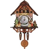 Vosarea Wooden Wall Clock,Small Clock Decor,Cuckoo Shaped Clock Antique Pendulum for Home Kids Room Bedroom Decor