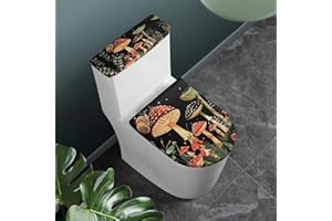 Flashideas Mushroom Toilet Lid Cover and Toilet Tank Cover 2Pcs Toilet Seat Cover and Tank Lid Covers Stretch Toilet Covers Set for Bathroom Fits Most Toilet Tanks & Lids