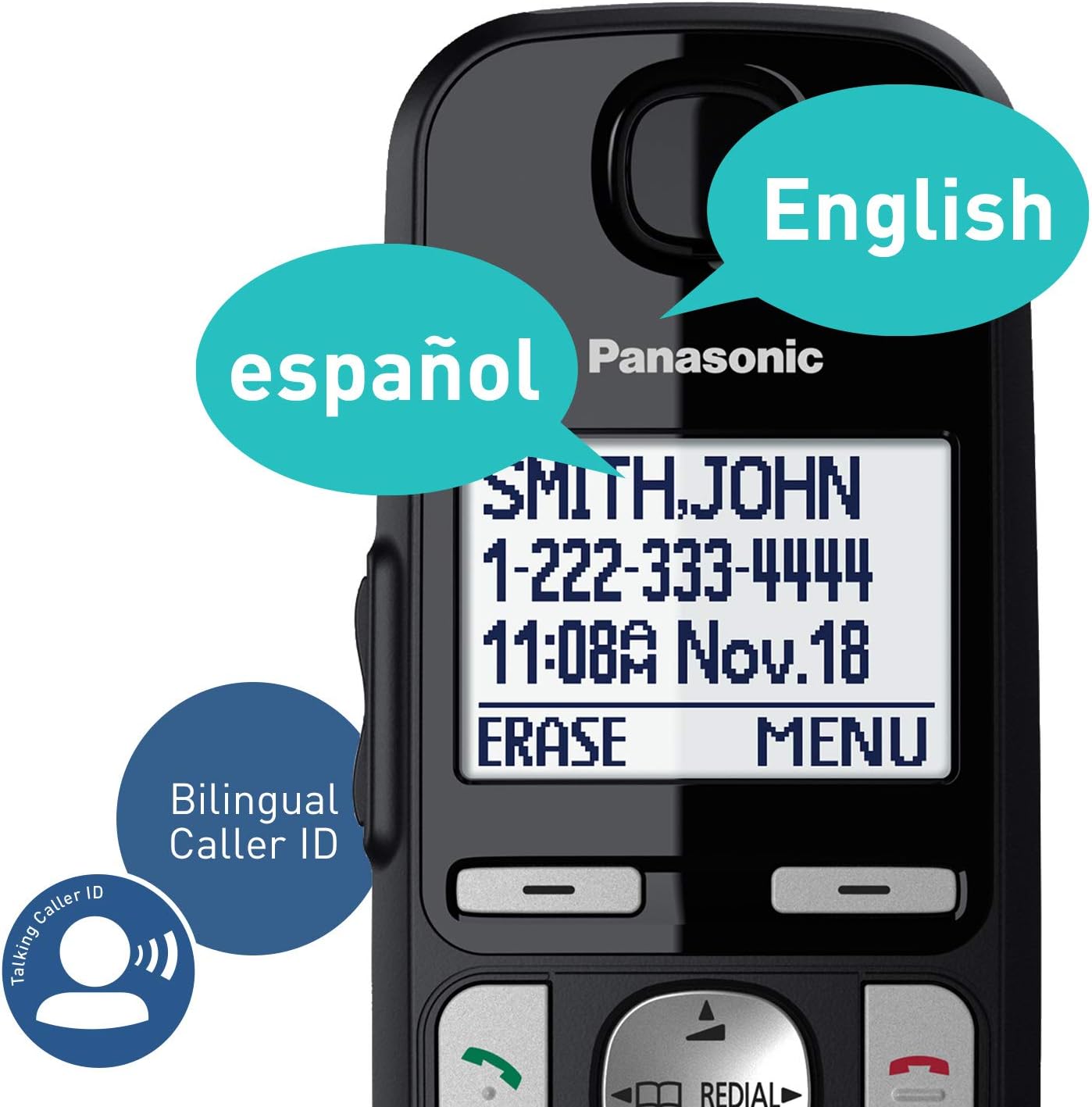 Panasonic DECT 6.0 Expandable Cordless Phone System with Answering Machine and Call Blocking - 3 Handsets - KX-TGE433B (Black): Electronics