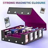 UAONO Trading Card Storage Box 2400+ MTG Deck Box with 4 Top Loader Black Purple view 7