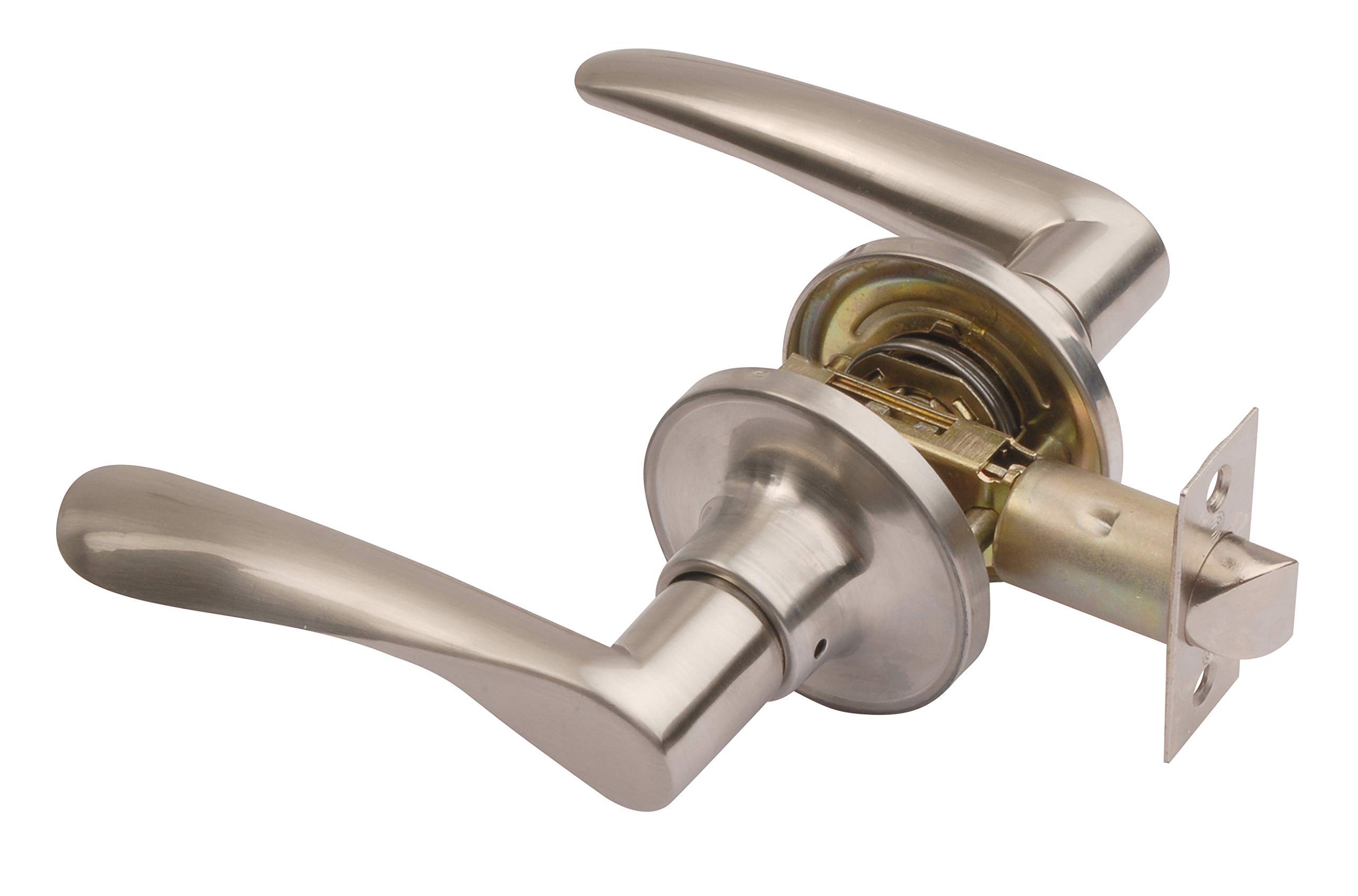 Excel Architectural DP6972 Passage Door Handle on Rose Set with Adjustable Latch, Satin Nickel