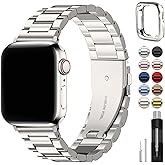 Fullmosa Metal Band Compatible with Apple Watch Bands 41mm 40mm 38mm, iWatch Band with Case for Apple Watch Series 9 8 7 6 5 4 3 2 1 SE3/2/1, Starlight