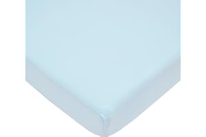 American Baby Company Fitted Pack N Play Playard Sheet 27" x 39", Soft Breathable Neutral 100% Cotton Jersey Pack and Play Sheet, Blue, for Boys and Girls, Fits Most Mini Crib Mattresses