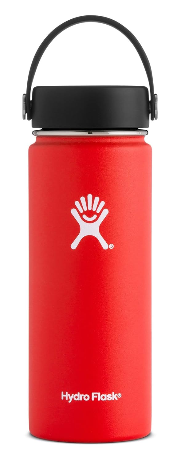 Hydro Flask 18 oz Double Wall Vacuum Insulated Stainless Steel Leak Proof Sports Water Bottle, Wide Mouth with BPA Free Flex Cap, Lava