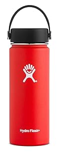 Hydro Flask 18 oz Double Wall Vacuum Insulated Stainless Steel Leak Proof Sports Water Bottle, Wide Mouth with BPA Free Flex Cap, Lava