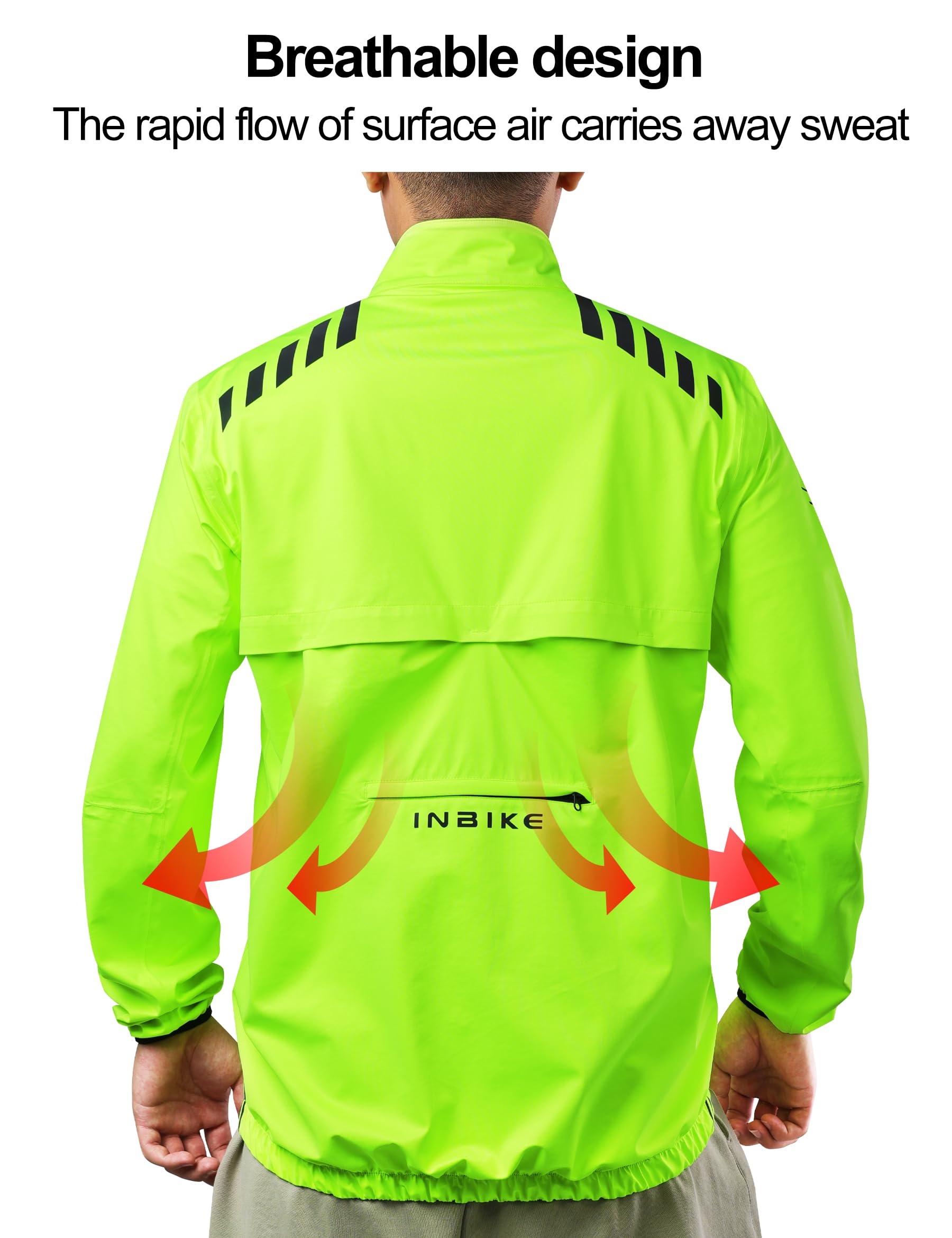 INBIKE Fahrradjacke Herren Sommer Winter Wasserdicht Atmungsaktiv Regenjacke Regenmantel Fahrrad Radsport Laufjacke Regen Leicht Frühling Herbst Orange XL 4