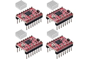 TIEXYE 4Pcs A4988 Stepper Motor Driver Module with Heat Sink Compatible with 3D Printer Reprap, Arduino 3D Printer CNC Engraving Machine, etc.
