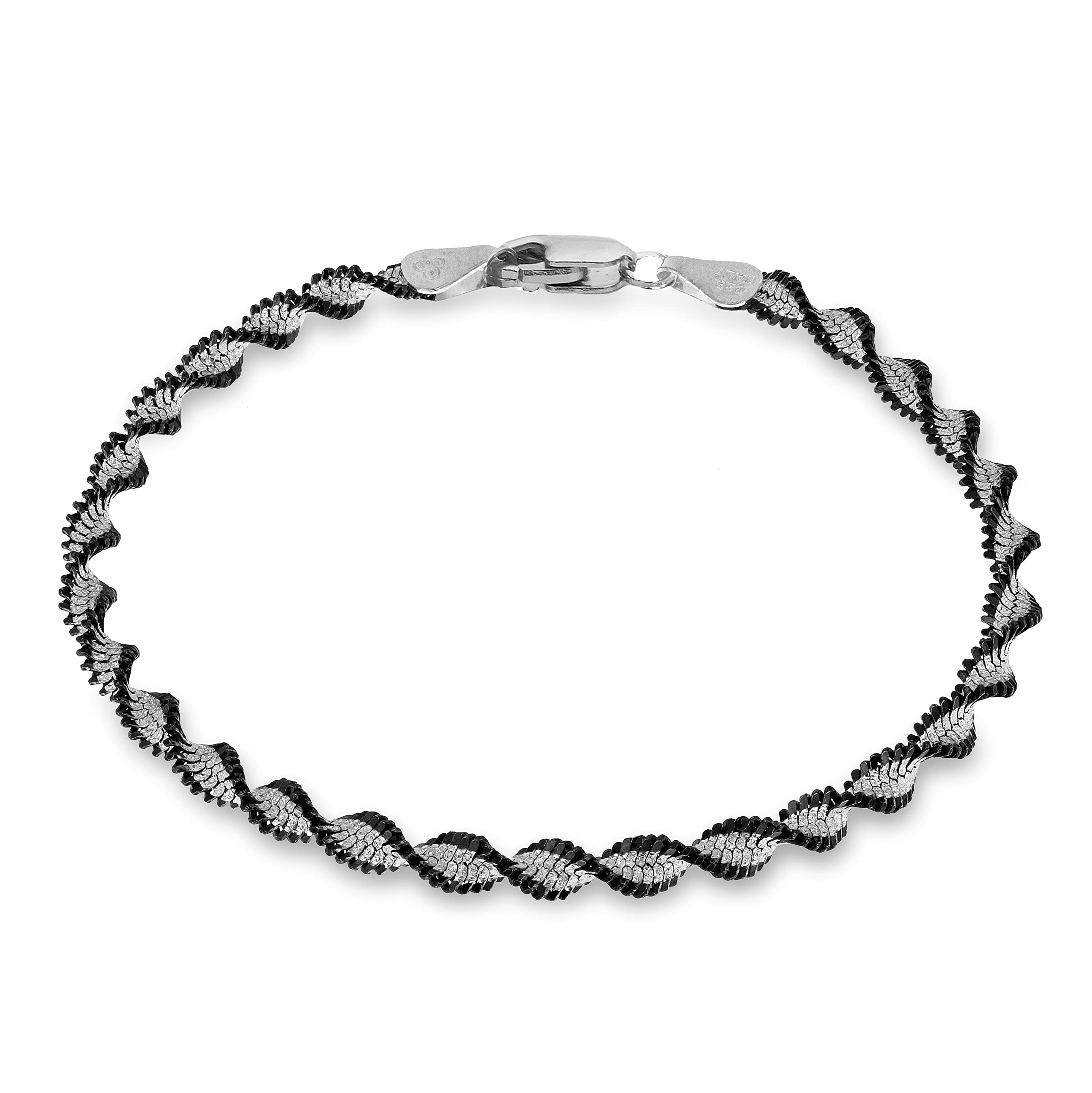 Tuscany Silver Sterling Silver Men's Oxidised Satin twist Bracelet of Length 19cm19