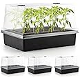 RooTrimmer 4-Pack Seed Starter Trays with 5'' Tall Humidity Domes – Reusable Plant Germination Kit for Microgreens, Herbs & Indoor Gardening | Clear Vented Lids, Fast Seedling Growth & Durable Design