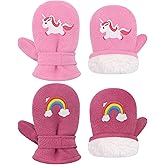 Sarfel 2 Pack Baby Winter Mittens Toddler Winter Gloves Warm Sherpa Lined Infant Baby Mittens Kids Warm Gloves for Boys Girls
