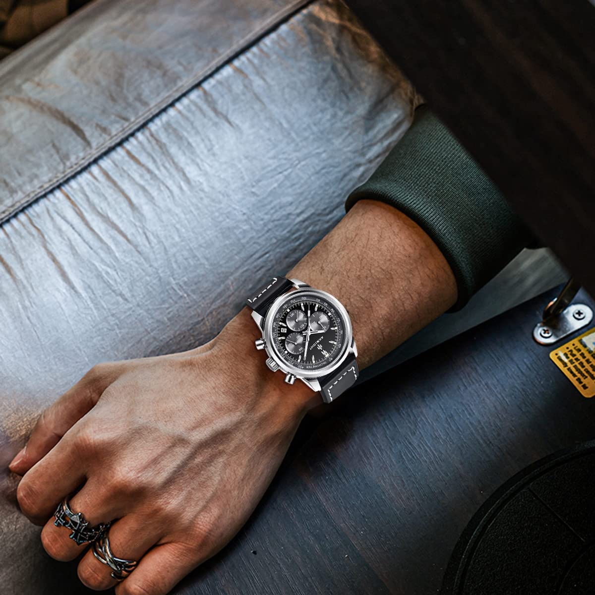 BENYAR AKNIGHT Herrenuhr Braun Leder Strap Chronograph Quarz Uhr Männer Datum Kalender Wasserdicht Armbanduhr Herren Sport mit Leder Armband Elegantes Geschenk