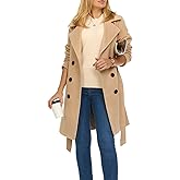 Steve Madden Trench Coat for Women – Double-Breasted Long Winter Faux Wool Coat