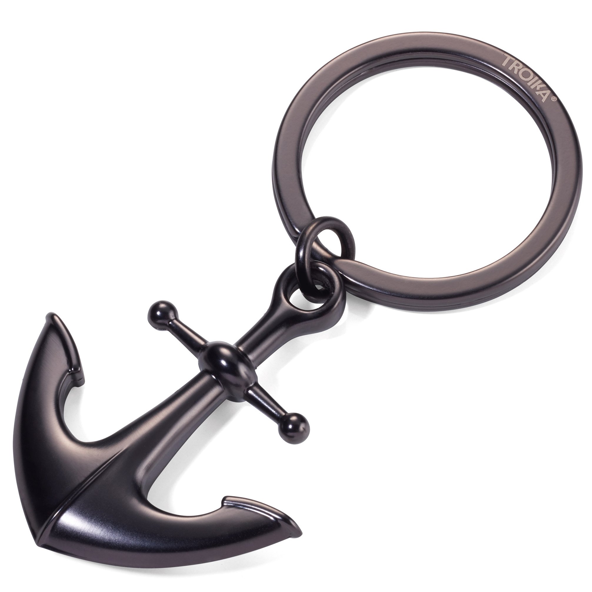 TROIKA Heimathafen - KR17-10 - Keyring - Anchor - Nostalgia - Hope - Lucky Charm - Matte - The Original from, black, 6 cm, Keyring