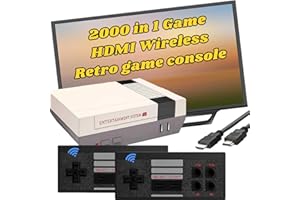 GINGYATU Retro Game Console with 2000 Video Games,Classic Mini Game System with Wireless Controllers,HDMI HD Output Plug and Play,Retro Toys Gifts Choice.