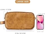 Elviros Water-Resistant PU Leather Toiletry Bag Large Travel Shaving Kit Toffee view 8