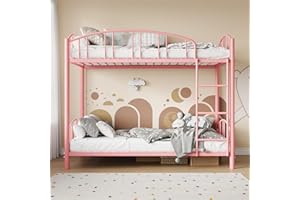 Garvee Bunk Bed Twin Over Twin with Ladder & Full Safety Arched Guardrail, Heavy Duty Metal 400 LBS Weight Capacity, Space-Sa